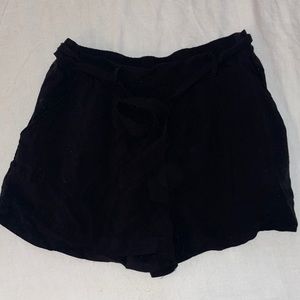 Black High waisted tie shorts